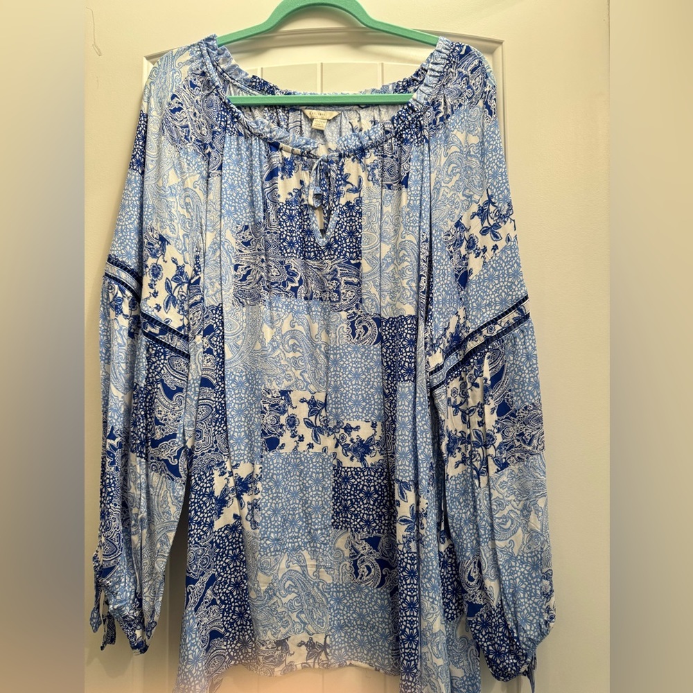 NWT Blue and White Blouse